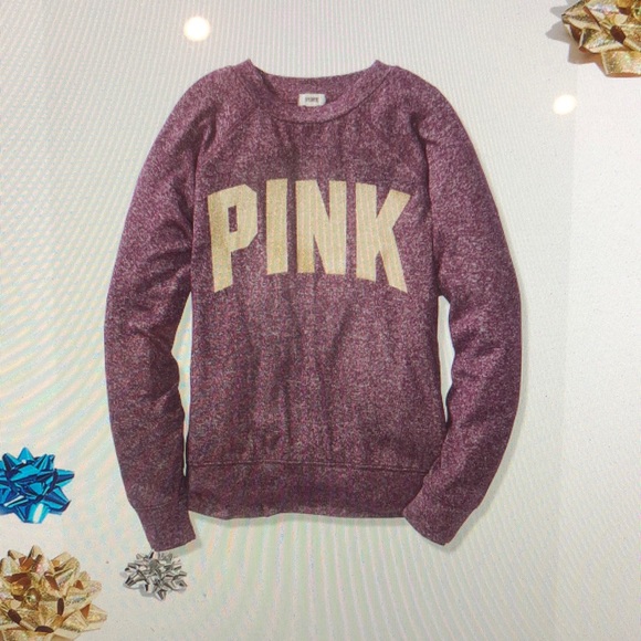 PINK Victoria's Secret Tops - VS PINK | Heathered Purple | Gold Glitter | LRG
